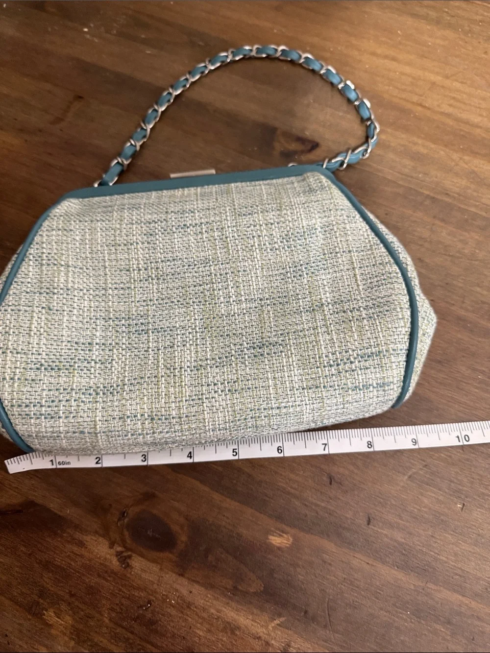 Ann Taylor Vintage Inspired Blue Woven Frame Shoulder Bag Chain Str